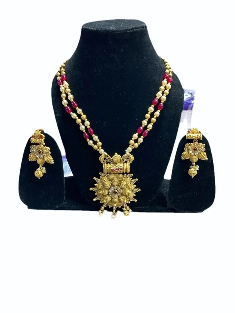 Golden Rajwadi Necklace Set, Occasion: Wedding
