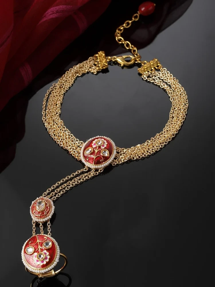 Kundan Lava Luster Hath Phool Hand Jewellery