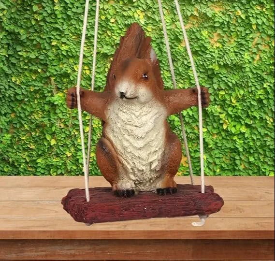 Multicolor Resin Swinging Squirrel, For Exterior Decor, Size/Dimension: Medium