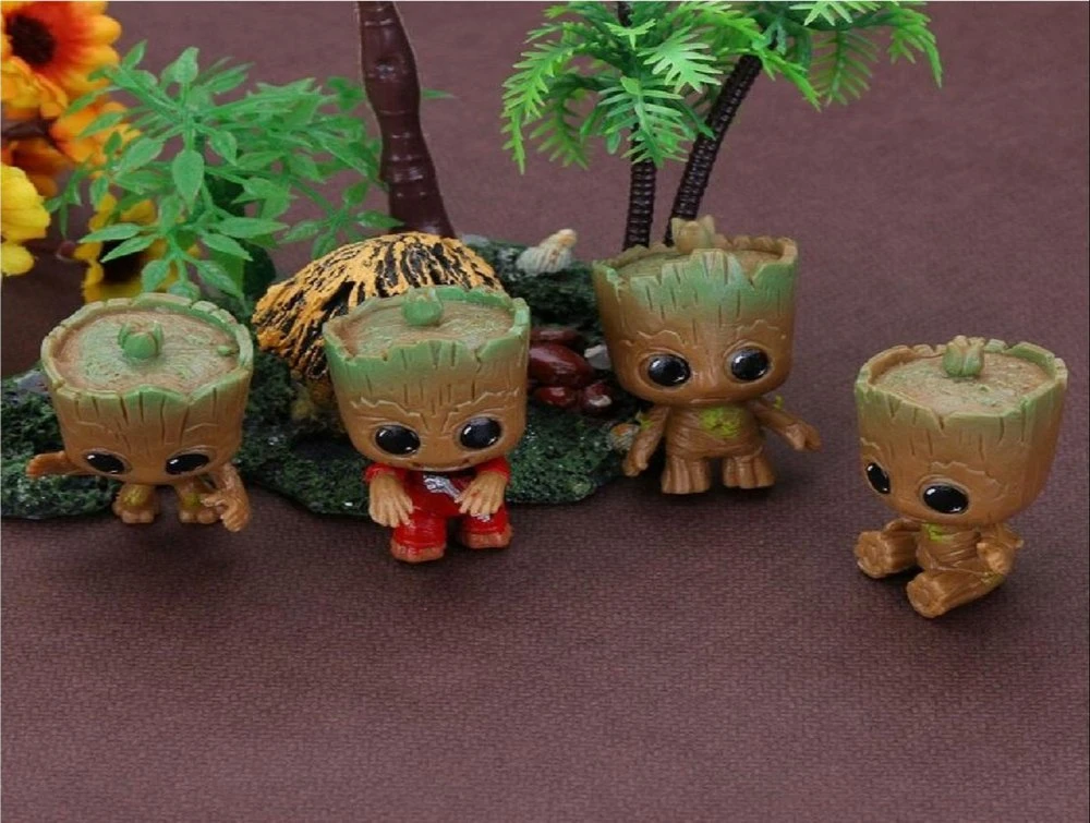 PVC Cute Tree Man Garden Figurine Bonsai Decoration - (4 Pcs/Set), Packaging Typ