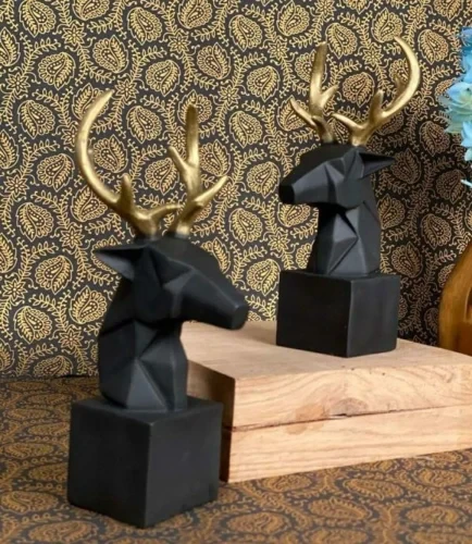Resin Cowboy With Horse & Cow
