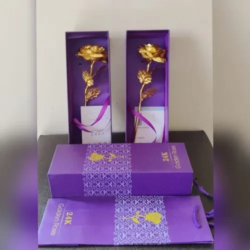 24k Valentine Golden Rose With Carry Bag Pack of 2