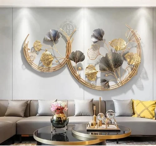 Golden Ginkgo Leaf Metal Wall Art