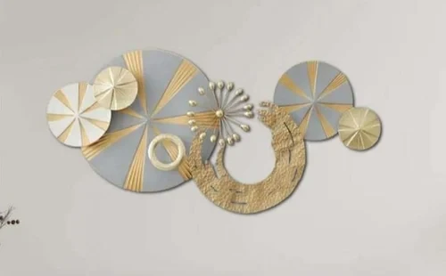 Golden Twilight with Glowing Half Moon Metallic Wall Hanging
